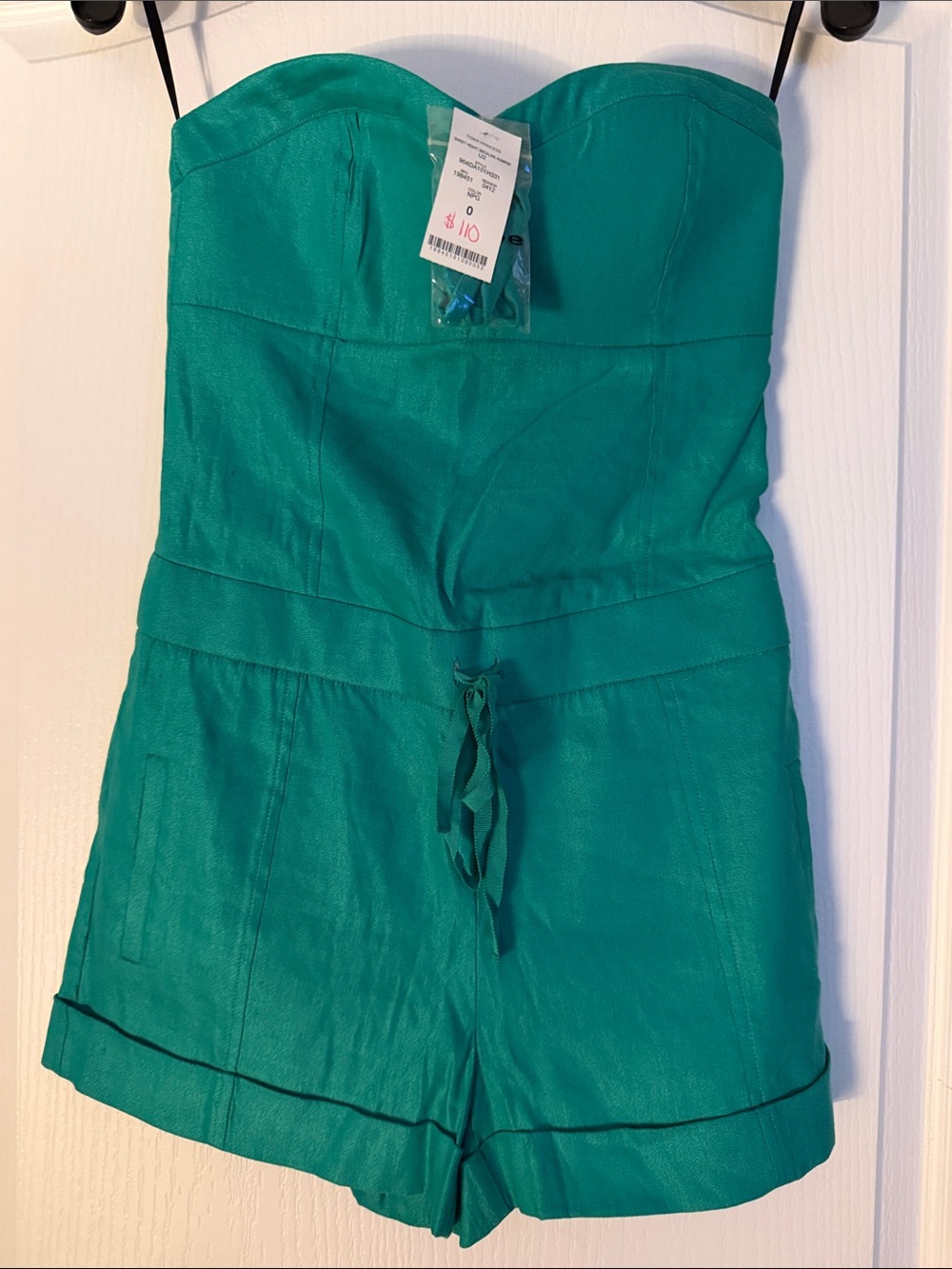 New Bebe Strapless Teal Romper Shorts Sz 0.